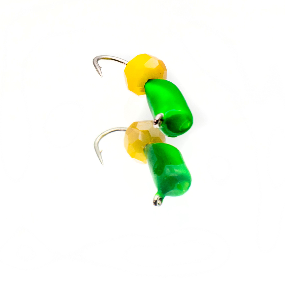 Мормышка True Weight "Гвоздешарик", Зеленый, шарик многогранный Желтый