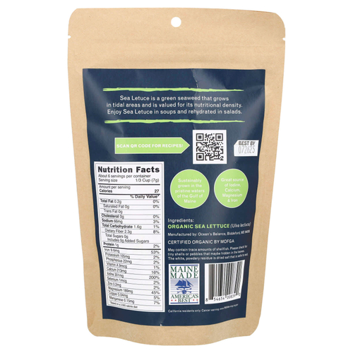 Ocean's Balance, органические цельные листья морского салата, 42 г (1,5 унции)