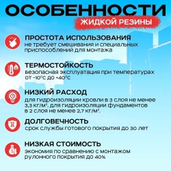 Жидкая резина LaRoof для гидроизоляции для ремонта кровли, крыши, и фундамента, 22 литра