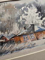 Картина авторская акварельная в паспарту 21*30 см на стену для интерьера "Зима"