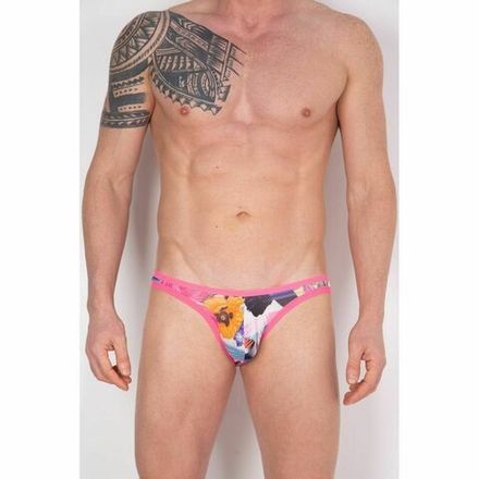 Мужские трусы слипы с разноцветным принтом и розовой окантовкой Cosmos Colors FR20_PBW