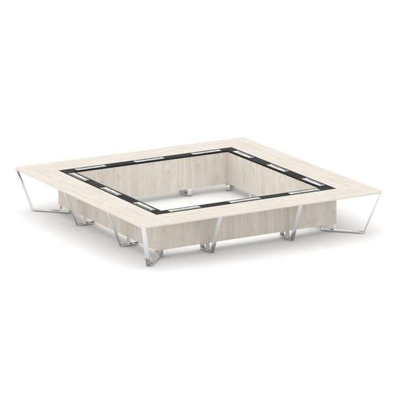 Steel Meet Стол переговорный квадратный MM-PR.B.SP-24K Денвер Светлый/Графит Глянец/Нержавеющая Стал