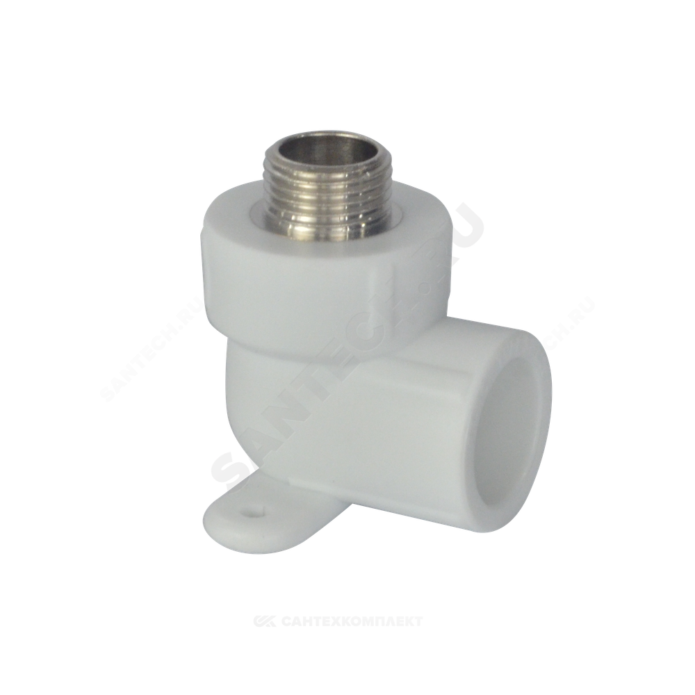 Угольник PP-R комбинированный белый Дн 25х1/2" НР с креплением PRO VALFEX 10121025-PRO