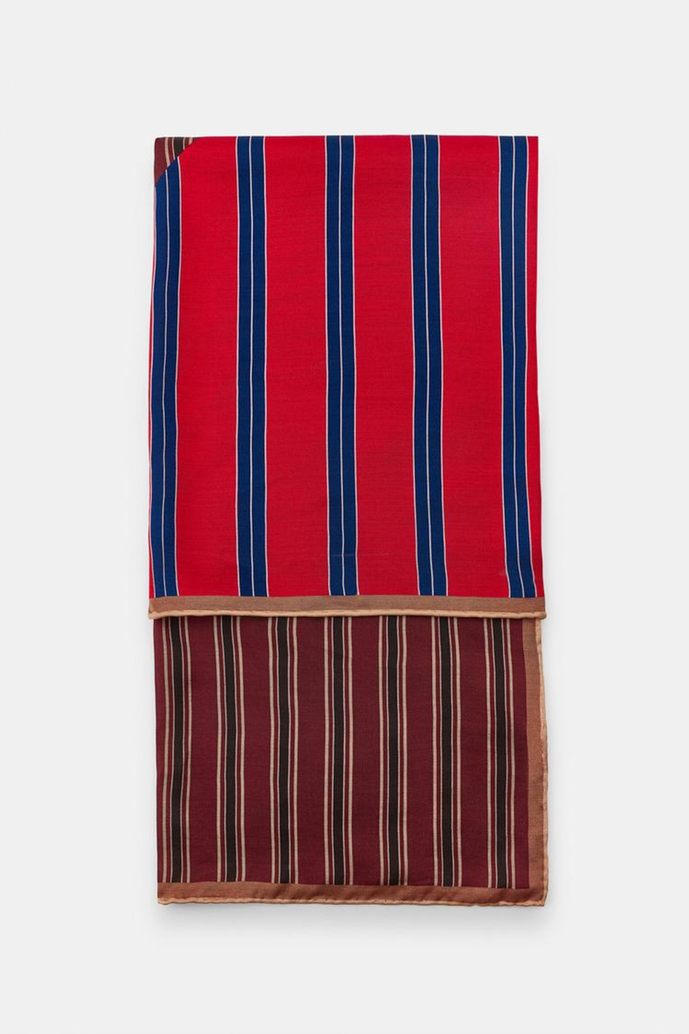 ZARA ДВУСТОРОННИЙ ШАРФ ИЗ 100% ВИСКОЗЫ В ПОЛОСКУ, ГРАНАТОВЫЙ