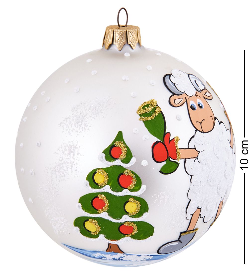 Элита НФШ-1668 Ел.украшение Шар «Барашек с шампанским» 100 мм