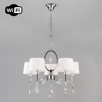 Люстра подвесная с управлением по Wi-Fi 10127/5 хром/прозрачный хрусталь Strotskis Madera Smart Eurosvet