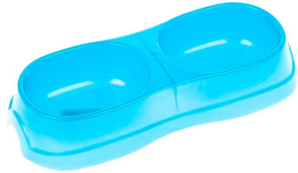 Homecat Atlantis миска двойная, голубой перламутр, 28 х 12.5 х 5 см, 2 х 300 мл