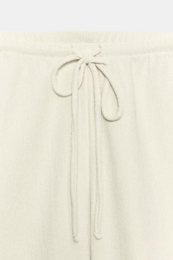 ZARA БРЮКИ ПРЯМОГО КРОЯ В СТИЛЕ РУСТИК, ЭКРЮ