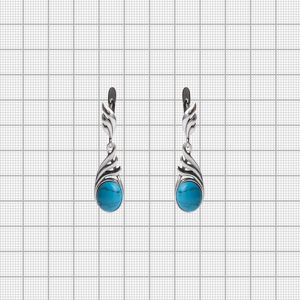 "Эри" серьги в серебряном покрытии из коллекции "Самоцветы" от Jenavi с английским замком