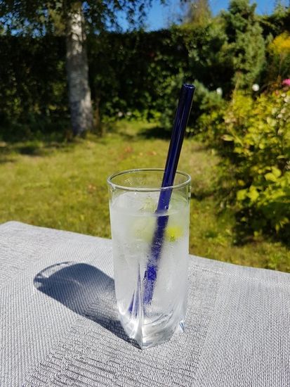 Трубочка стеклянная прямая синяя