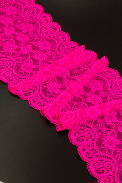 Эластичное кружево розовое неоновое ОТРЕЗЫ