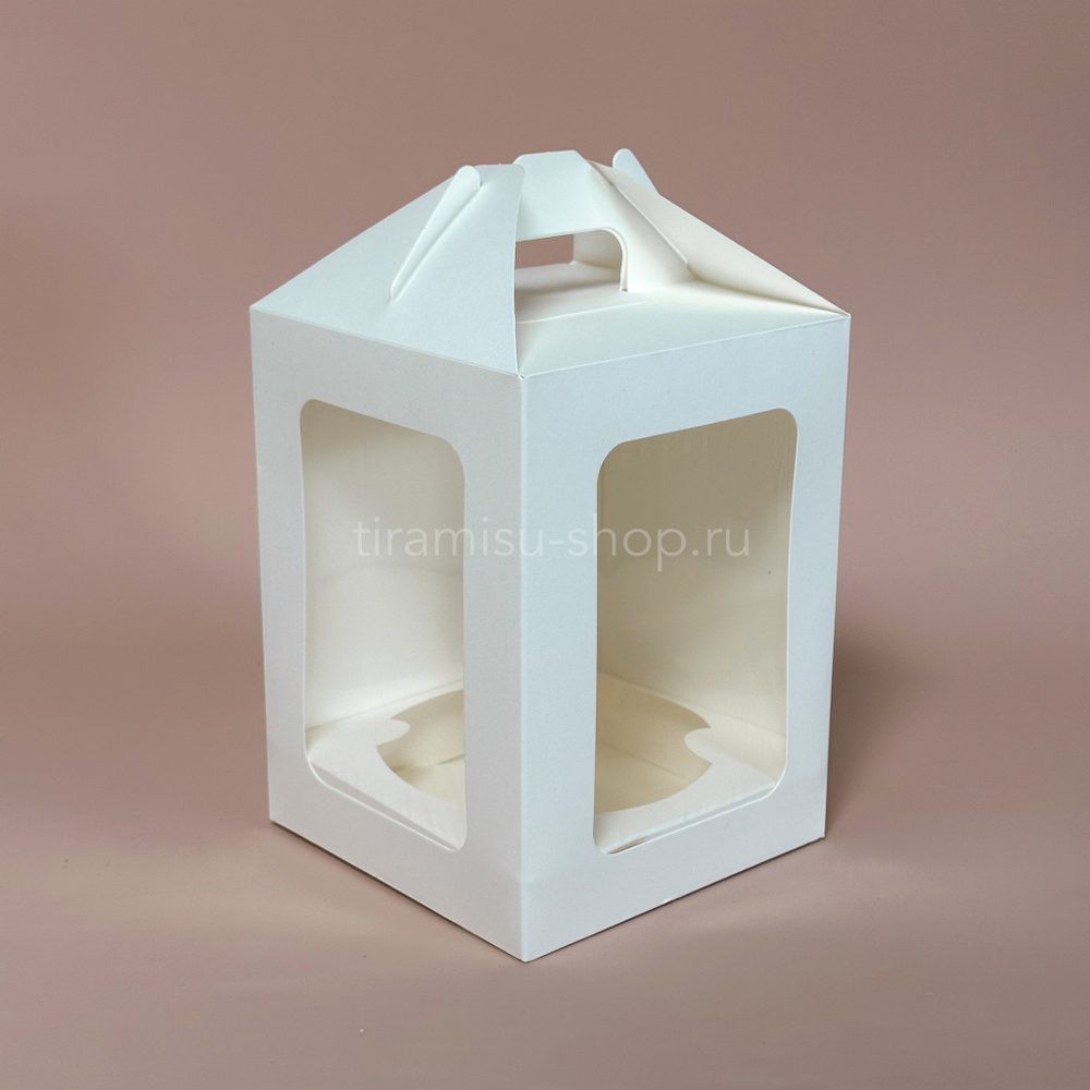 Коробка для кулича с окном ForGenika 16 х 16 х 18 см, белая с ложементом