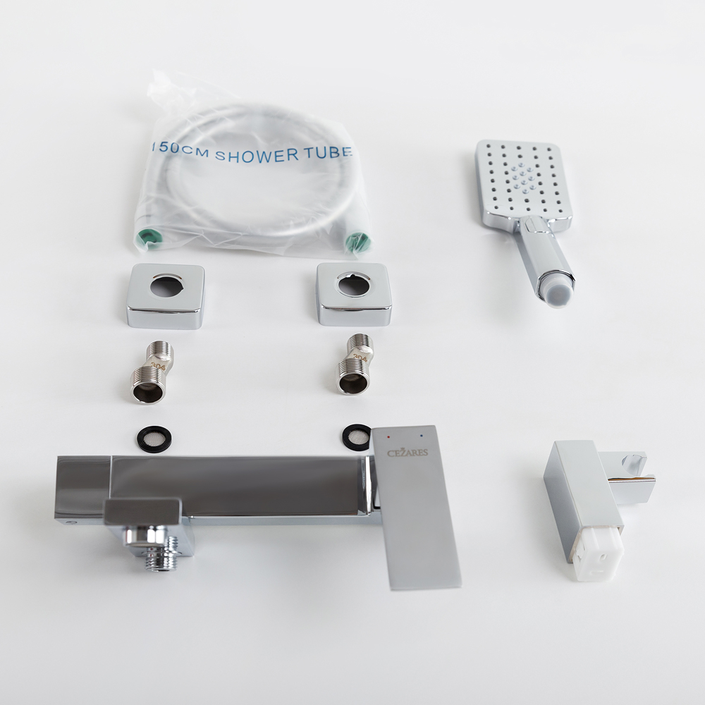 Смеситель CEZARES SLIDER-VD-01 для ванны и душа с поворотным изливом, с ручным душем, шлангом и держателем