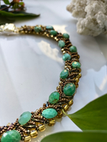 Колье из бисера "Змейка" ручной работы с камнем Гранат (гроссуляр)