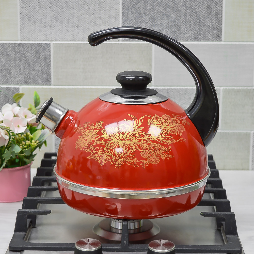 Чайник 3,5л со свистком, консольная ручка, бордо "Олимпия"