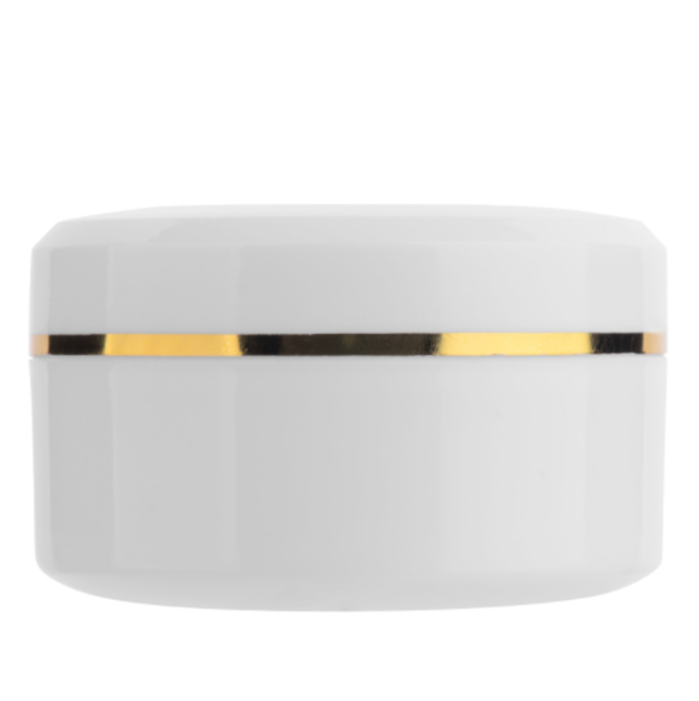 Банка белая пластиковая с золотой полоской, 15мл