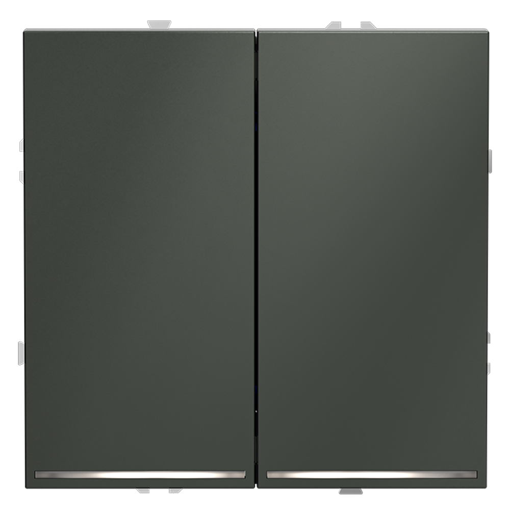 Выключатель встраиваемый VOLTUM S70 двухклавишный с подсветкой 10А, (титан)