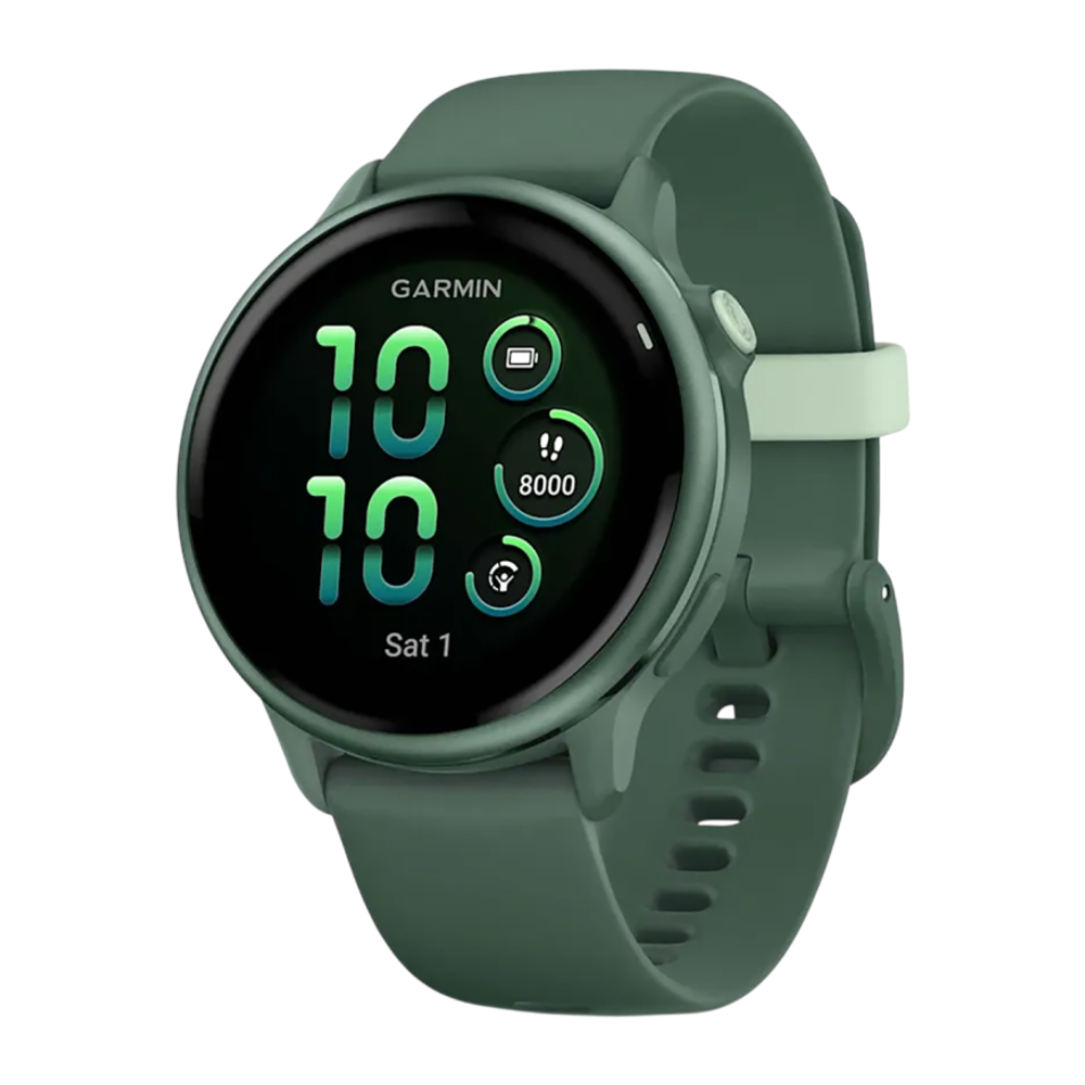Фитнес-трекер Garmin vivoactive 6, силиконовый ремешок цвета «зелёная яшма» Безель цвета «зелёная яшма», AMOLED-дисплей с Gorilla Glass 3. Ремешок с классической застёжкой — на запястье обхватом 125–190 мм