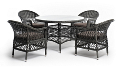 "Дольче" обеденная группа из искусственного ротанга, цвет графит