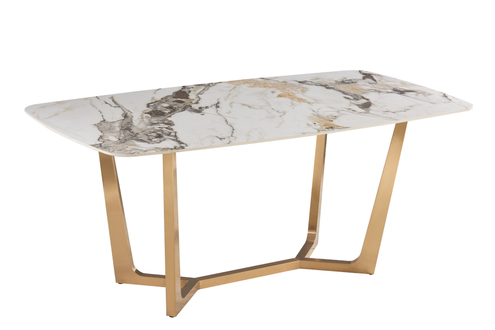 Стол обеденный Ist Casa Ланс Мат, 160х90х75 см, белая керамика, матовое золото