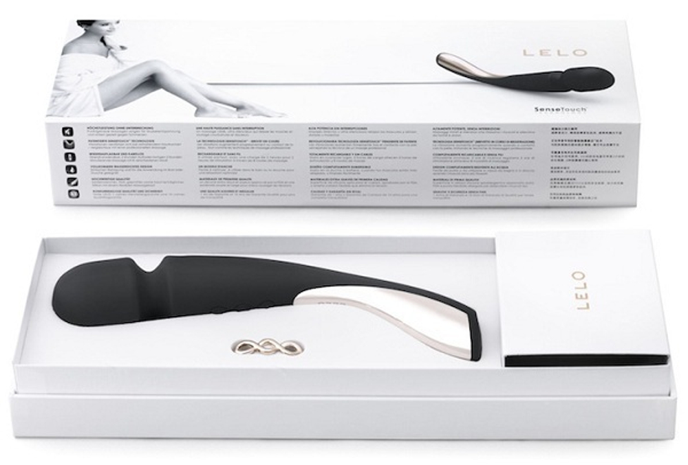 Профессиональный массажер Smart Wand Medium черного цвета (Цвет: черный)