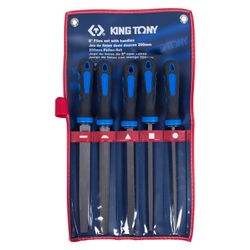 KING TONY (1005GQ) Набор напильников 200 мм, двухкомпонентные рукоятки, 5 предметов