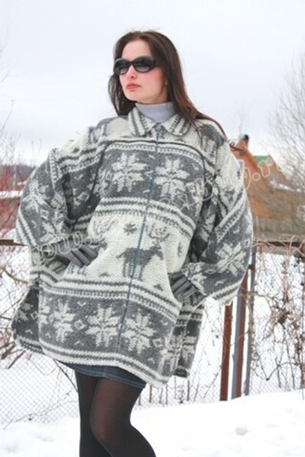 Пончо Лапландия длинное (MagicWool) - размеры 42-58