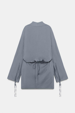 ZARA КОРОТКОЕ ПЛАТЬЕ С ЗАПАХОМ — ZW COLLECTION, СЕРО-СИНИЙ