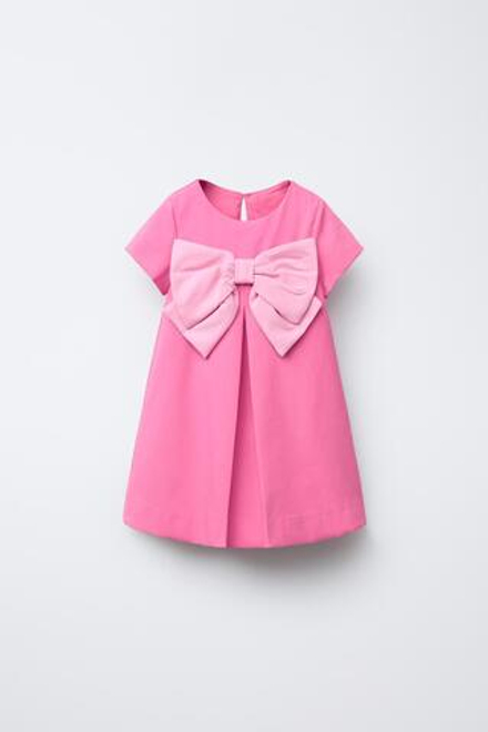 ZARA ПЛАТЬЕ С БАНТОМ, РОЗОВЫЙ