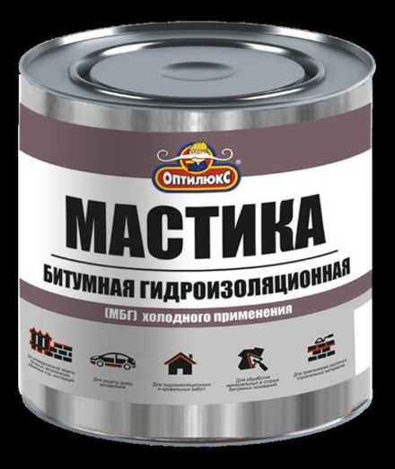 Мастика битумная гидроизолирующая МБГ Оптилюкс (1,8кг) банка