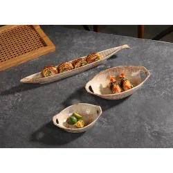 Блюдо овальное 24*12,5 см h5,5 см 210 мл для закусок Pearl Sea Stone с ручками Frutti di Mare [4]