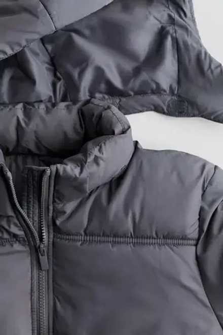 H&M Пуховая куртка с капюшоном, темно-серый
