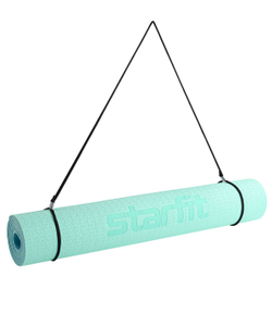 Коврик для йоги и фитнеса FM-201, TPE, 183x61x0,4 см, мятный/синий