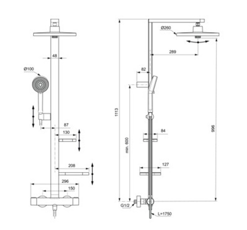 Душевая система Ideal Standard ALU+, цвет: черный матовый
