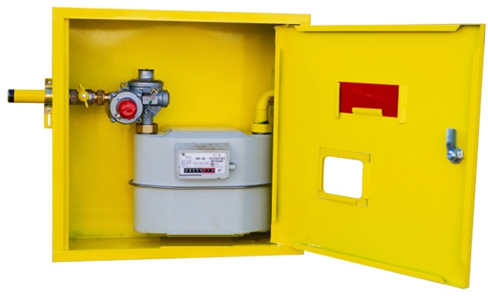 Шкафной газораспределительный пункт ГРПШ-ОХТА-RF-25-1-ЛП-С10 (желтый)