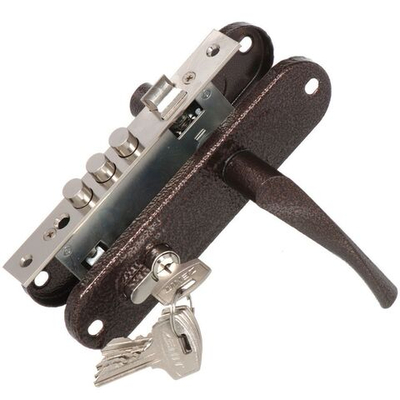 Замок врезной Зенит, ЗВ7-60.1, БП-00010082, ручка в комплект, цилиндровый, медный