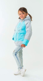Куртка для девочек "Аглая" 26, 104р, небесный/серебро