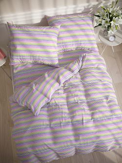 Наволочка комплект 2шт перкаль Сказка "Яркая полоска" 50x70 см на молнии