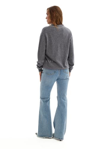 Темно-серое поло с длинным рукавом из шерсти