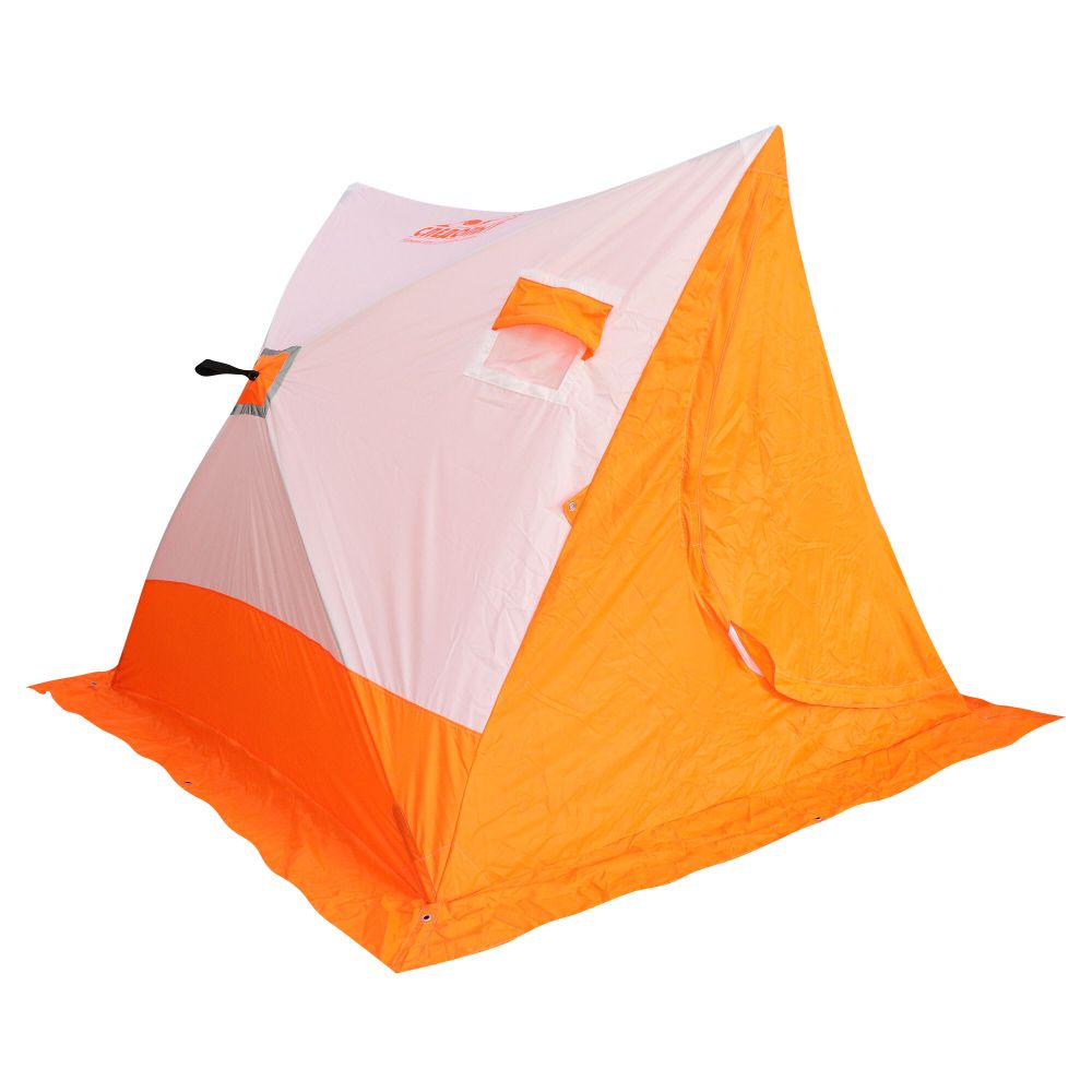 Палатка зимняя СЛЕДОПЫТ 2-скатная, Oxford 210D PU 1000, цв. бело-оранж.