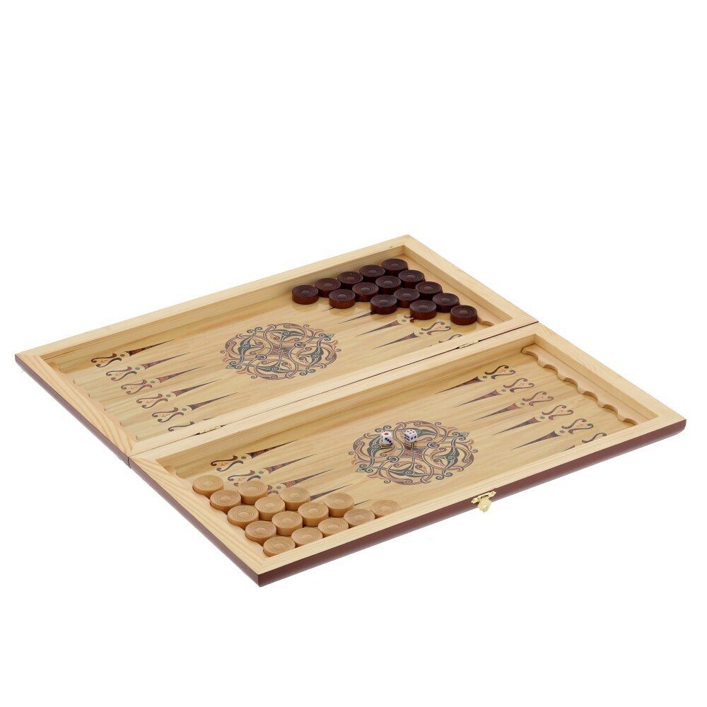 GAEM Игра настольная 2 в 1 ( шашки, нарды) "Белые лошади", L50 W25 H4 см