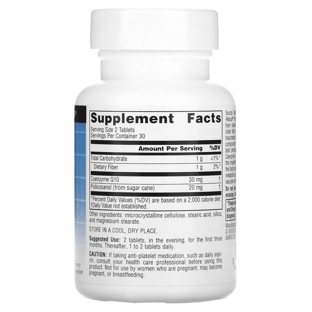Source Naturals, поликозанол с коэнзимом Q10, 10 мг, 60 таблеток
