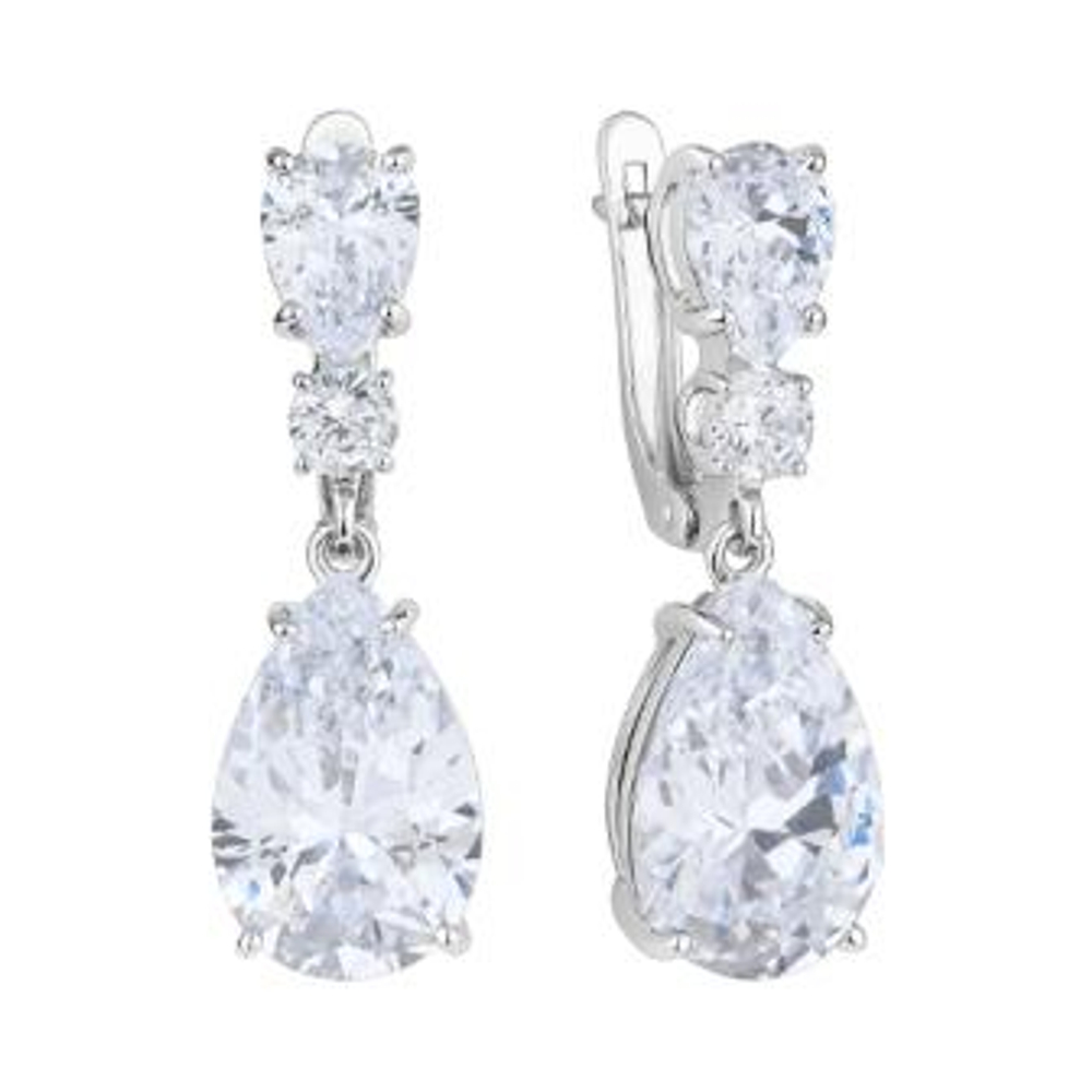 Серьги из серебра с фианитами