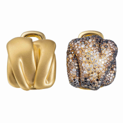 Серьги с Белыми, Черными и Шампань Бриллиантами, E0132-1/2