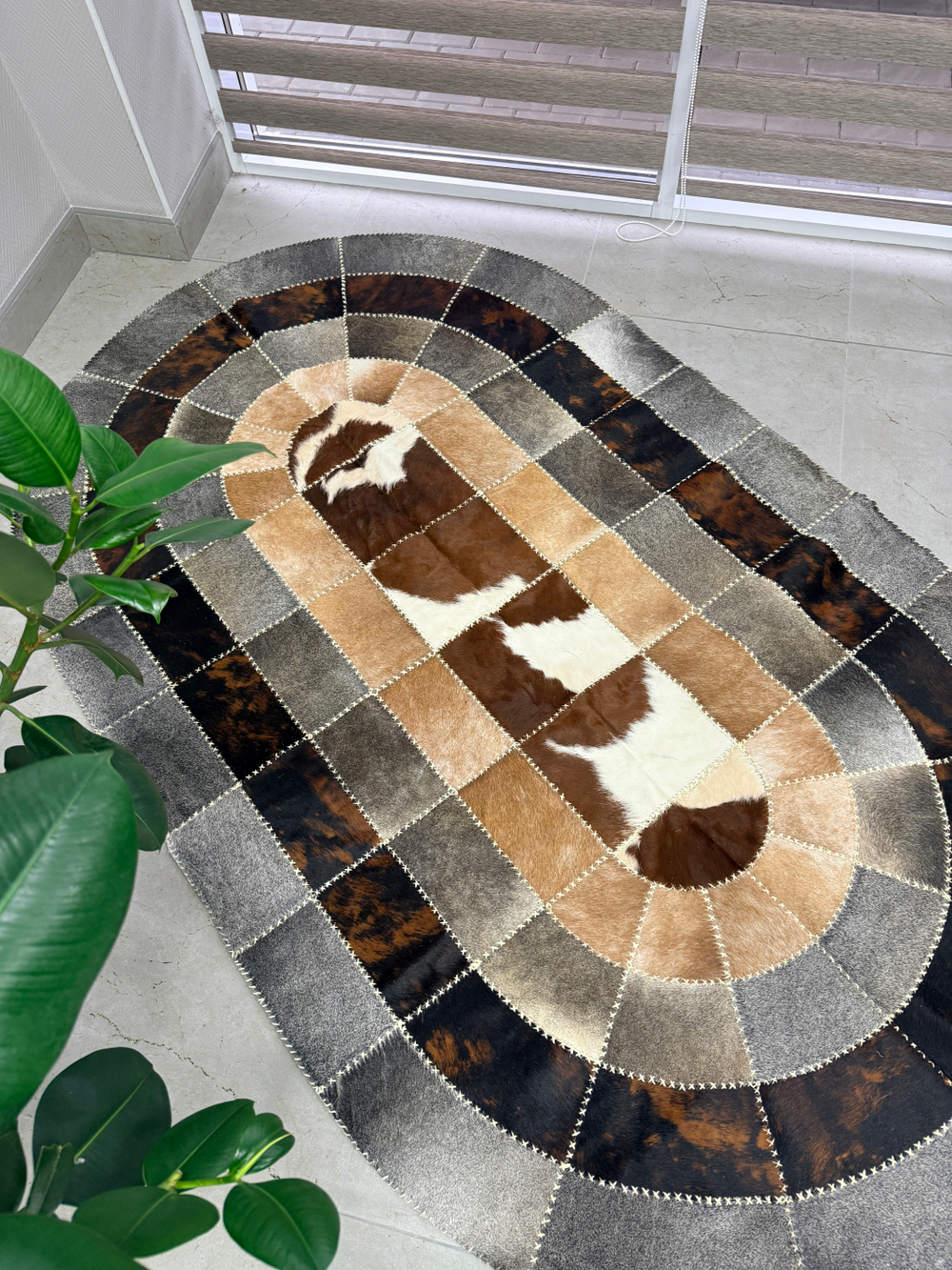 Ковер овальный натуральный Телячья шкура , 240х140
