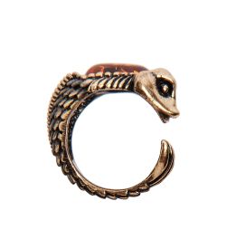 AM-2679 Кольцо «Рыба» (латунь, янтарь)