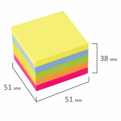 Блок самоклеящийся (стикеры) ЮНЛАНДИЯ НЕОНОВЫЙ 51х51 мм, 400 листов, 5 цветов, 111346