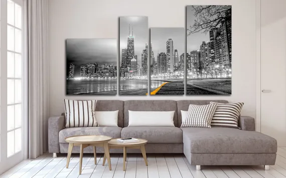 Модульная картина "Черно-белый город"
