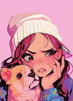 Блокнот А7 40л. клетка "Недовольная девочка" на скрепке, блок-офсет, целлюлозный картон 200 гр/м2е (