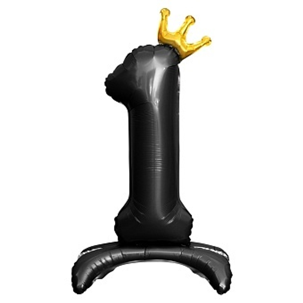 К Цифра 1 Золотая корона на подставке Черный 32''/81 см.